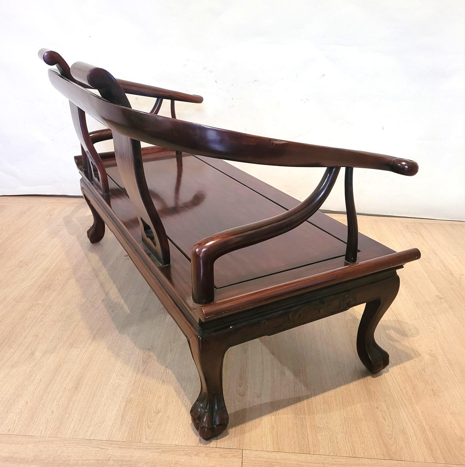 Panchina cinese in legno intagliato, fine XIX inizio XX secolo in vendita 6