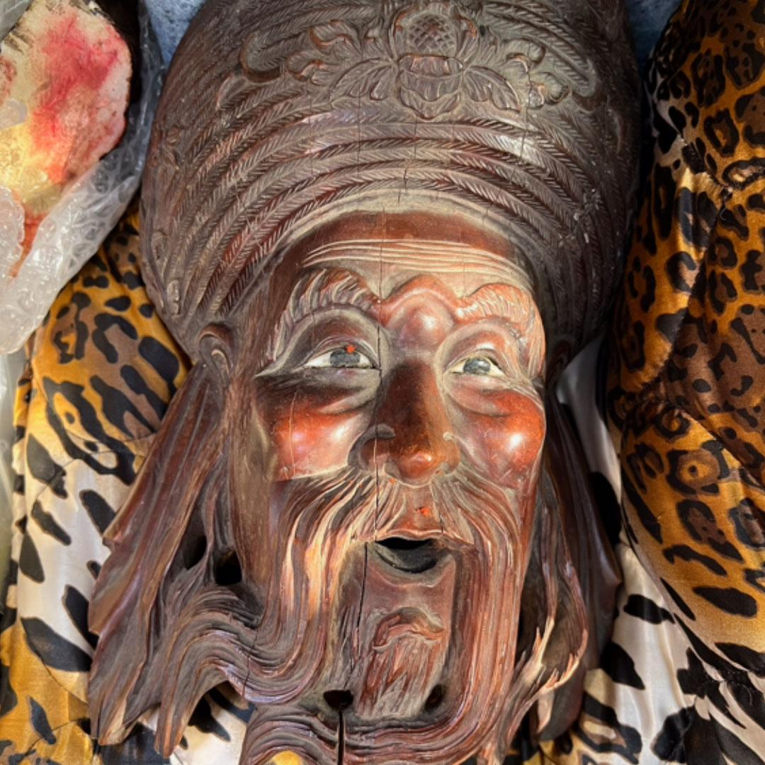 Late 19th Century Chinese Carved Wood Emperor For Sale