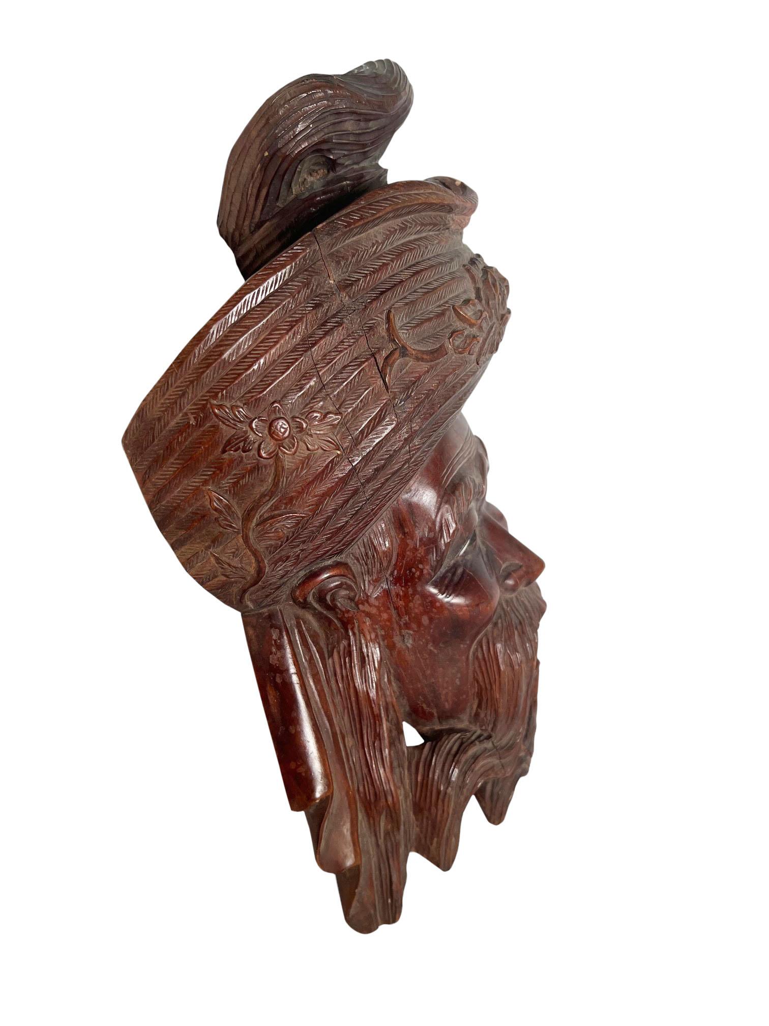 Bone Chinese Carved Wood Emperor For Sale