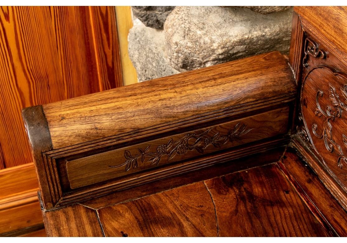 Chinese Carved Wood Long Bench In Good Condition For Sale In Bridgeport, CT