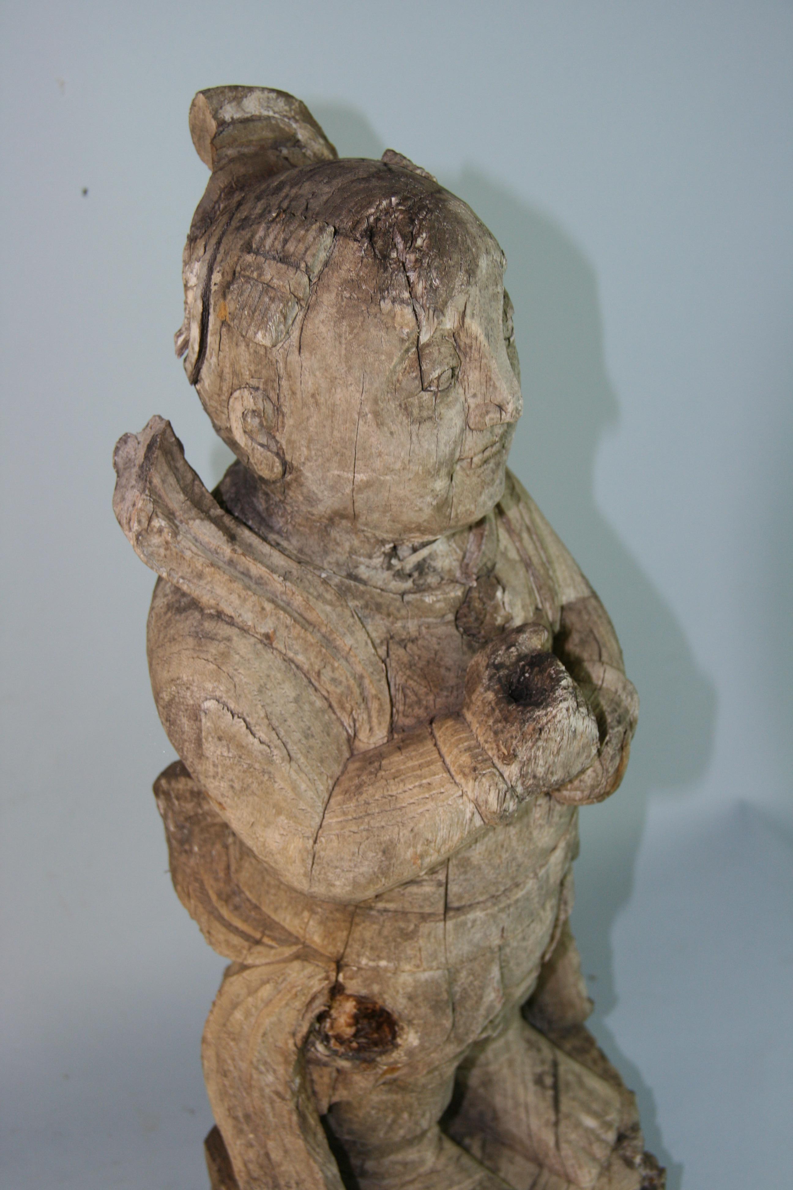 Japanese  Carved Wood Sculpture 19th Century For Sale 9