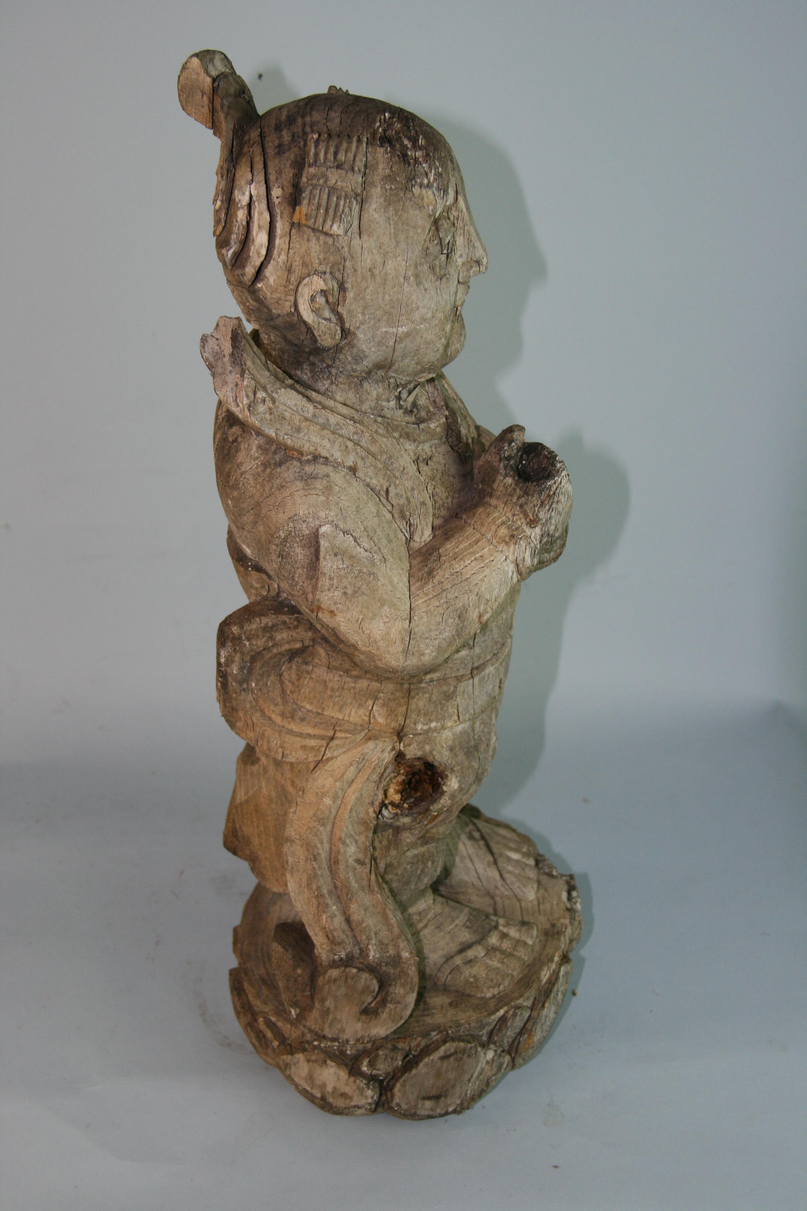 Japanese  Carved Wood Sculpture 19th Century For Sale 10