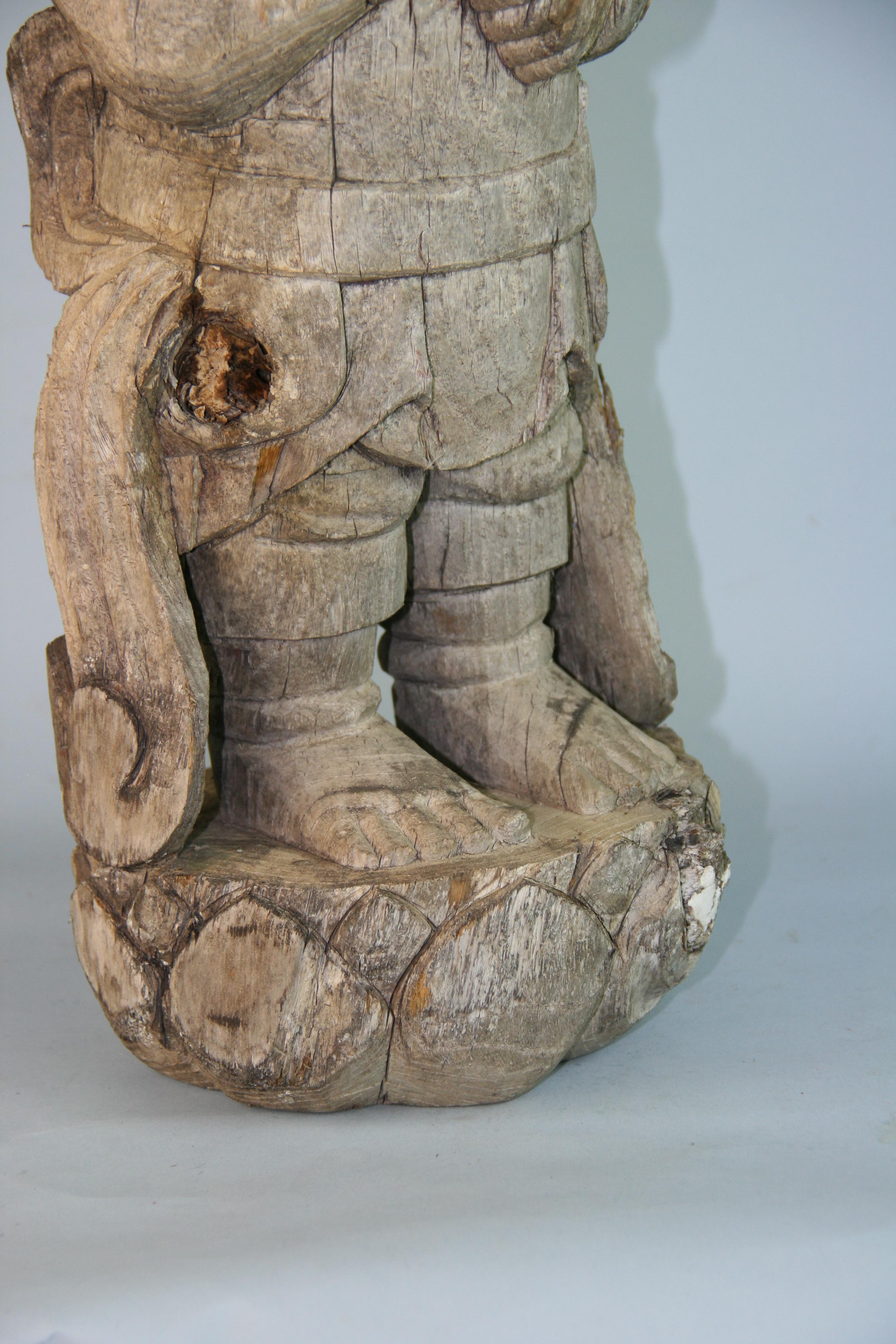 Japonais  Sculpture en bois sculpté 19ème siècle Bon état - En vente à Douglas Manor, NY