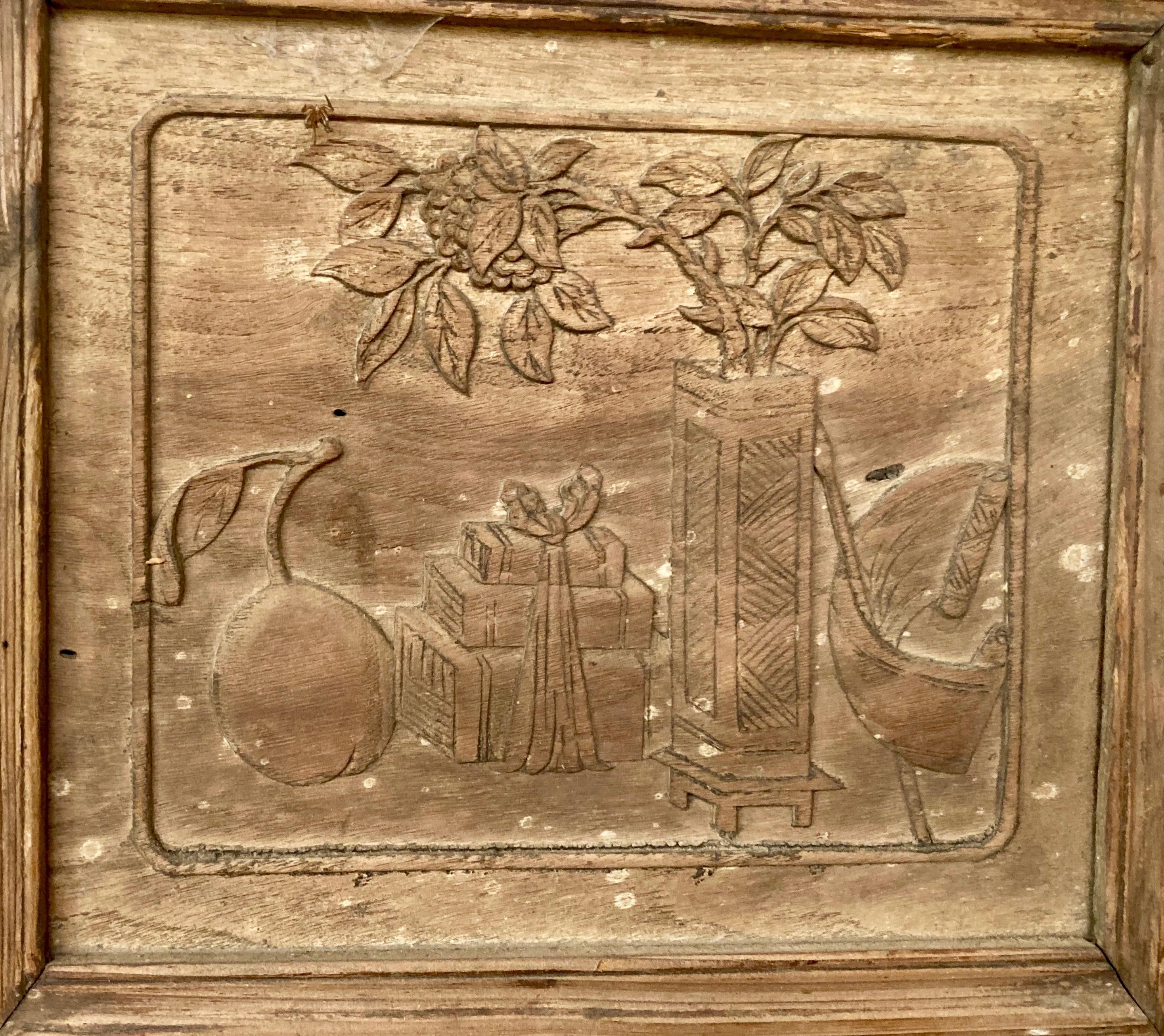 Qing Chinese Carved Wood Panel For Sale