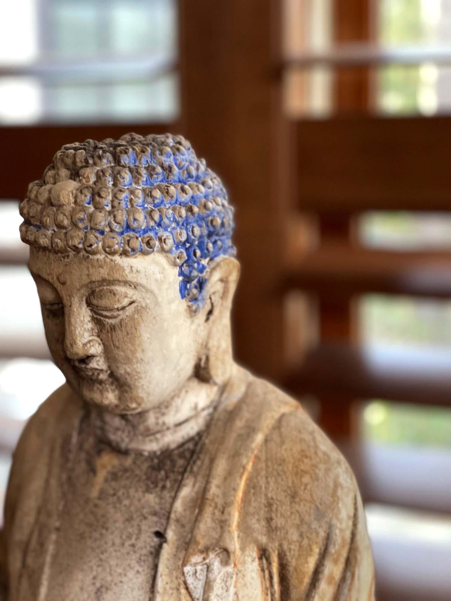 Bouddha d'enseignement en bois sculpté chinois de style Ming en vente 3