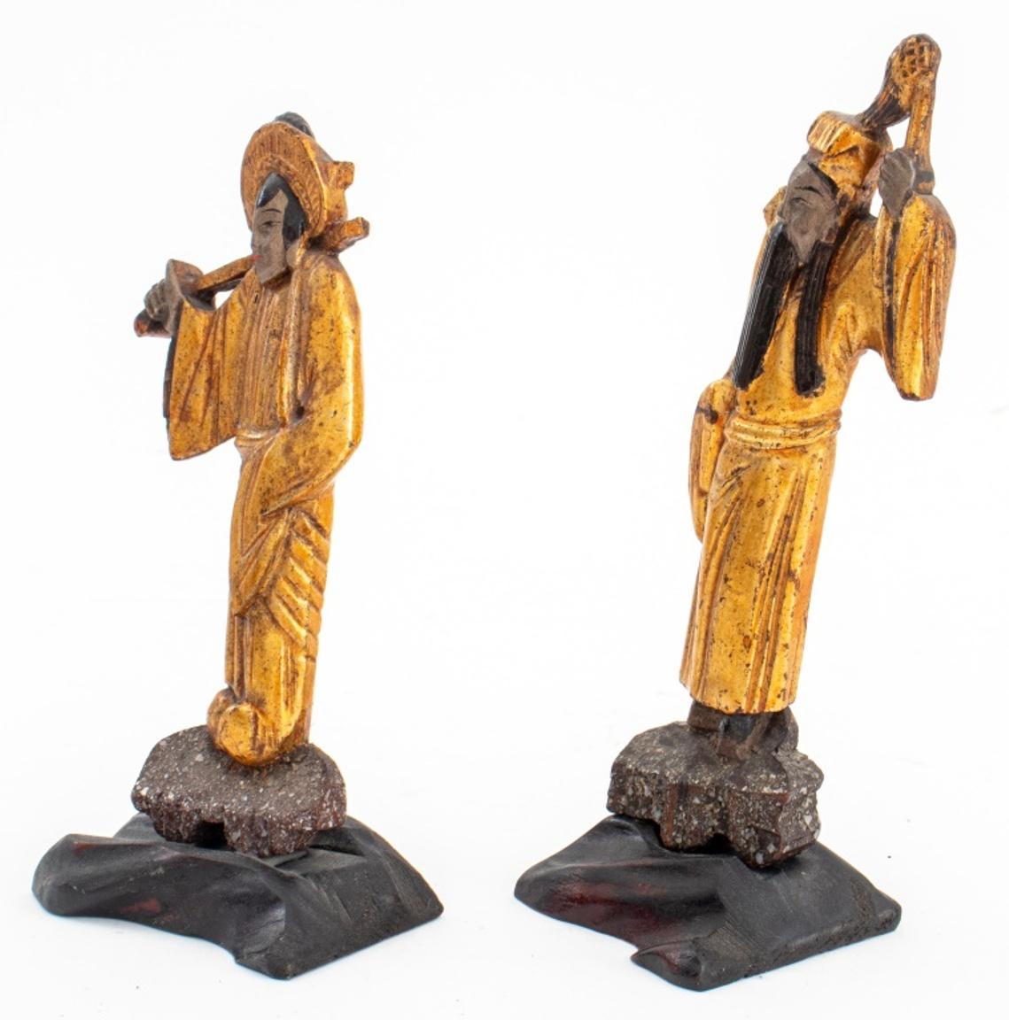 Chinese Carved Wood Warrior Figure Sculpture, Pair In Good Condition In New York, NY