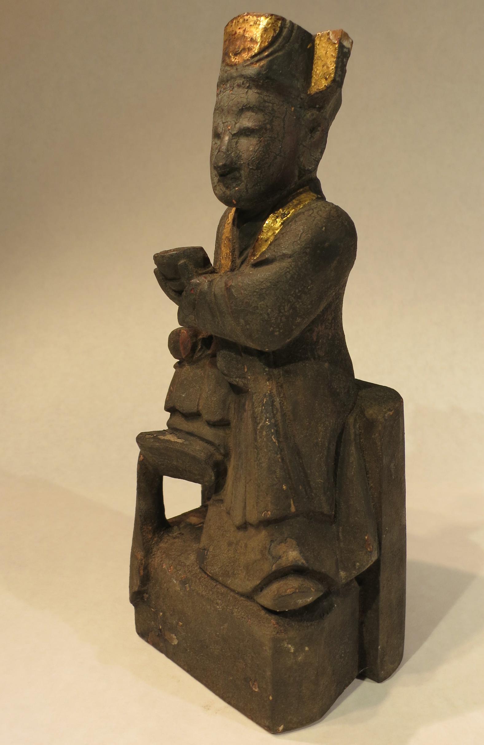 Chinese Carved Wooden Altar God 2