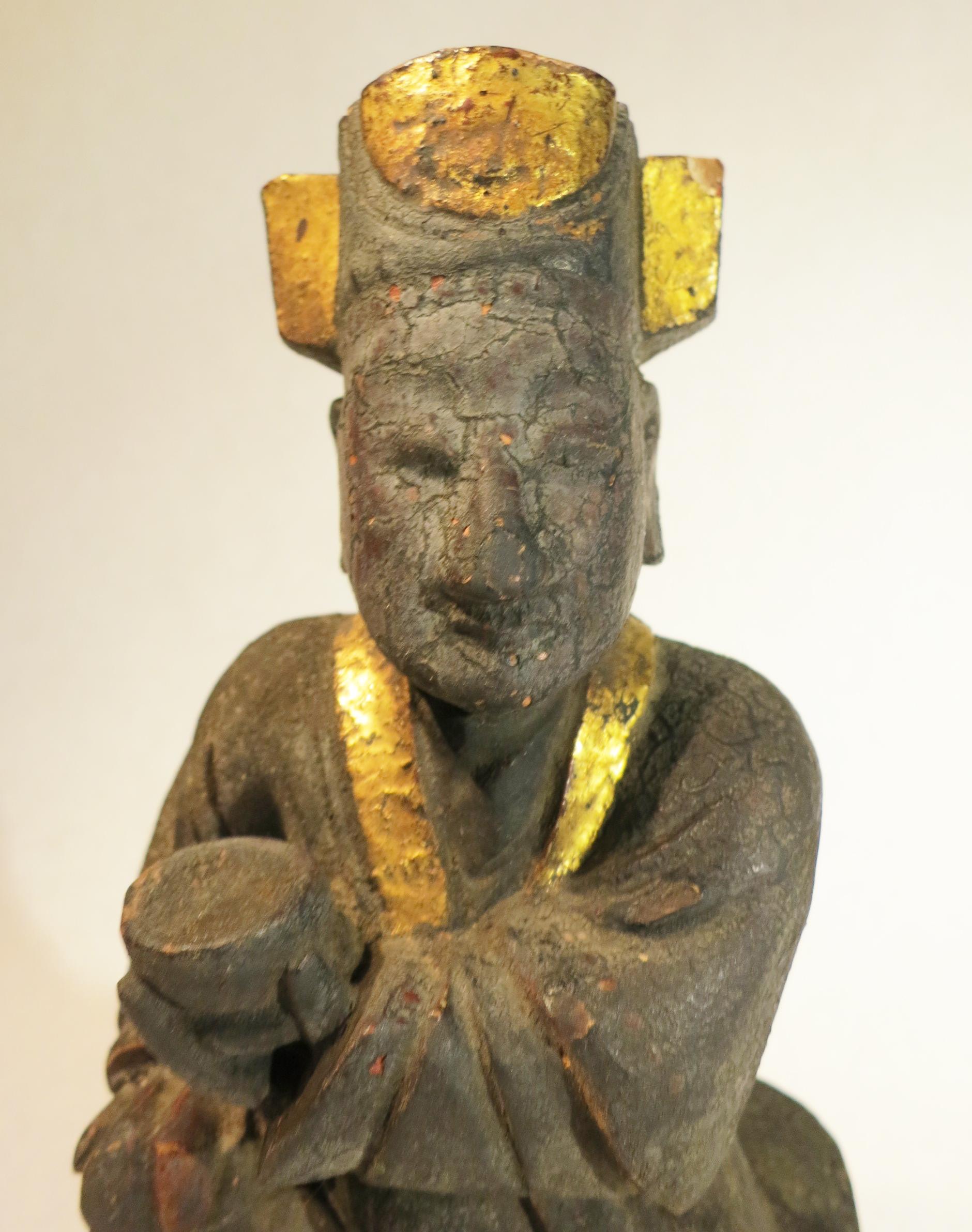 Chinese Carved Wooden Altar God 3
