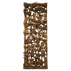 Chinese Carved Wooden Gilted Panel Wall Decoration