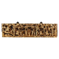 Chinese Carved Wooden Gilted Panel Wall Decoration