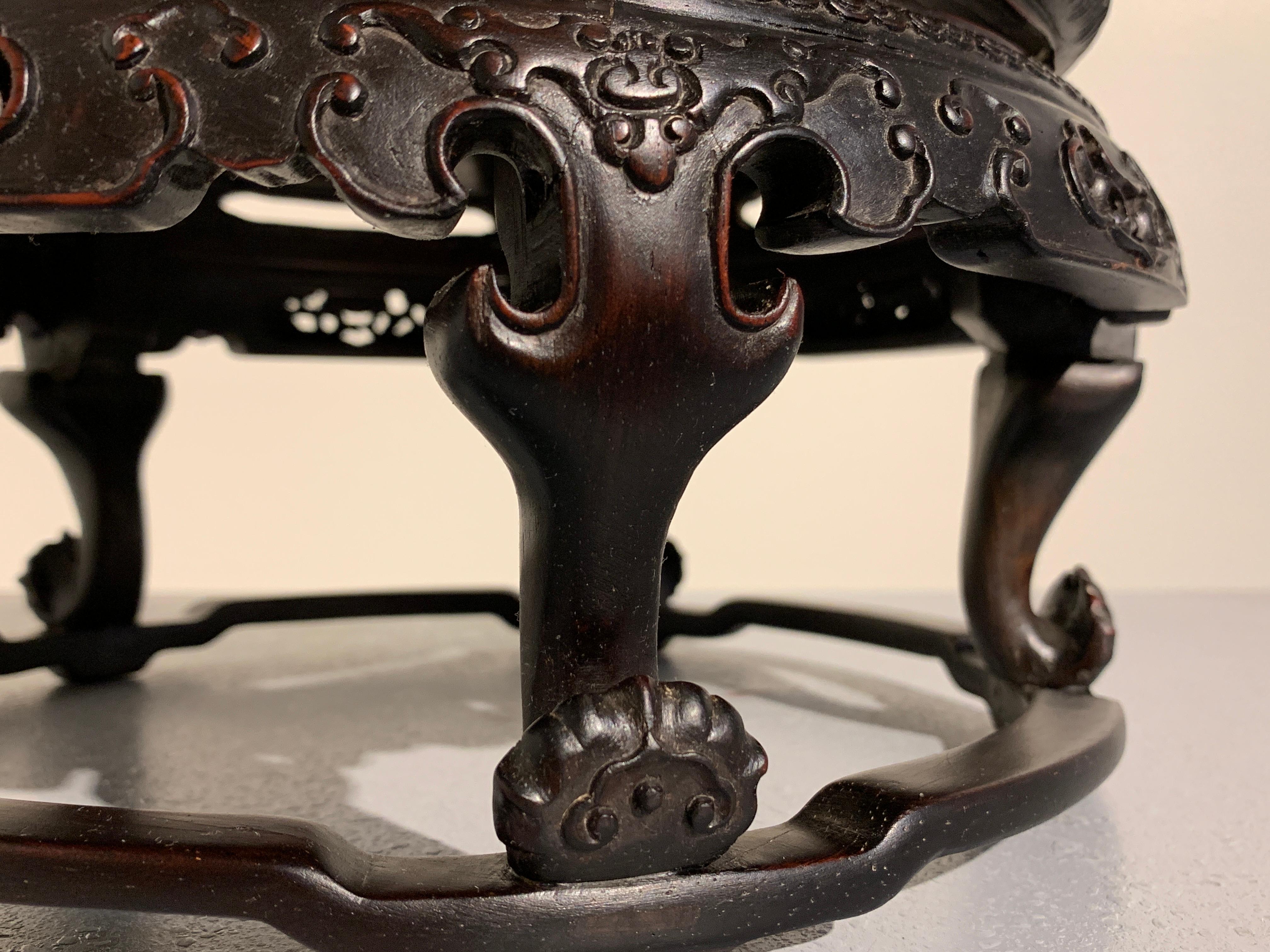 Chinese Carved Zitan Table-Form Stand, Republic Period, Mid-20th Century For Sale 2