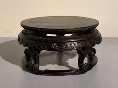 Chinese Carved Zitan Table-Form Stand, Republic Period, Mid-20th Century