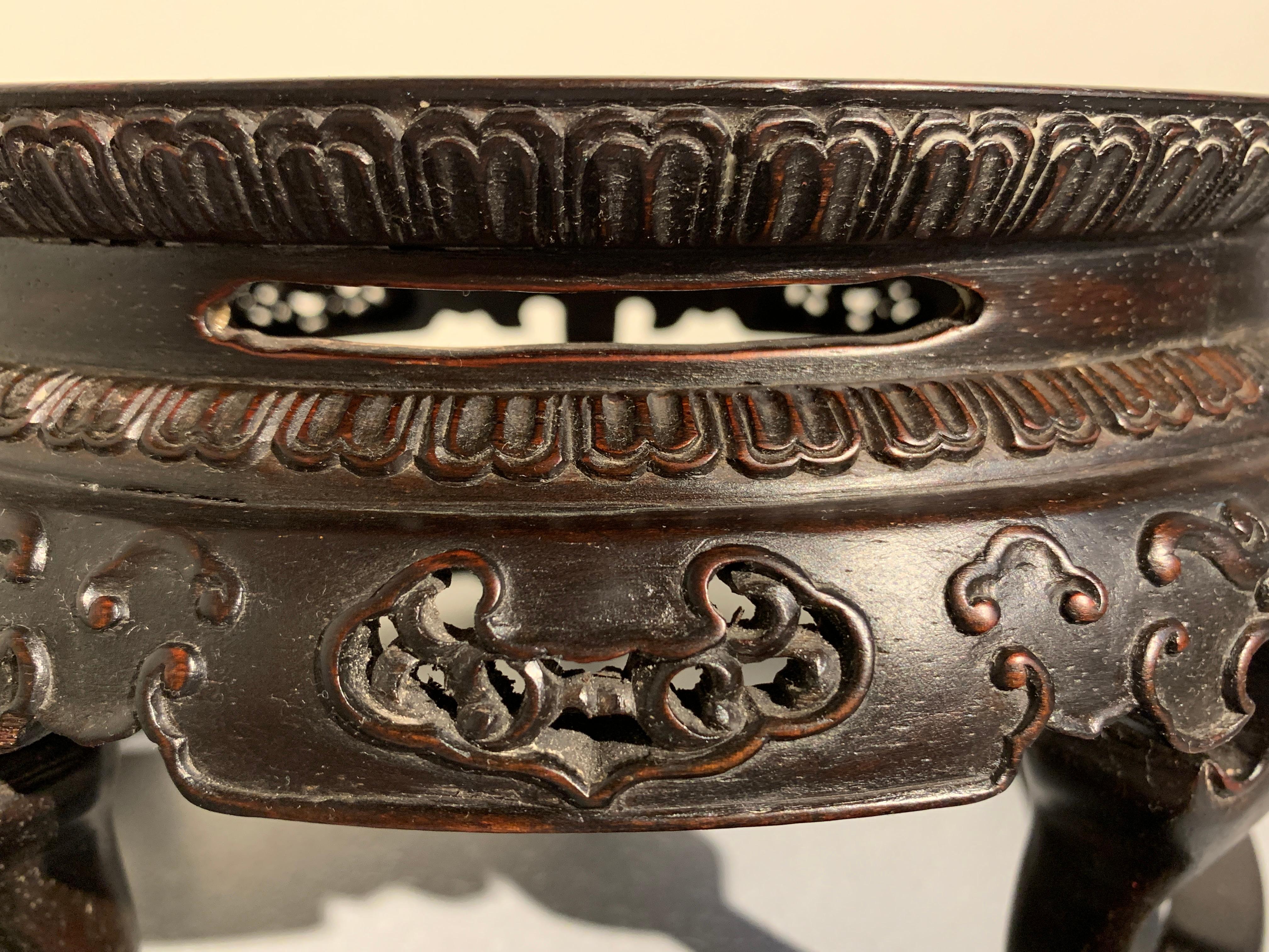 Chinese Carved Zitan Table-Form Stand, Republic Period, Mid-20th Century In Good Condition For Sale In Austin, TX
