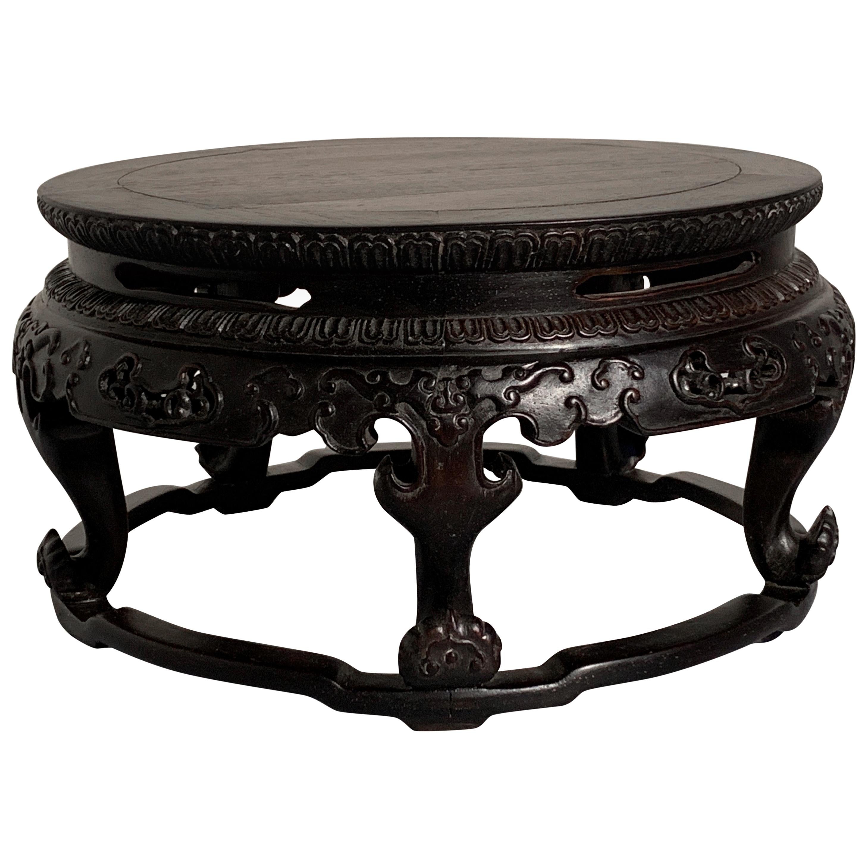 Chinese Carved Zitan Table-Form Stand, Republic Period, Mid-20th Century