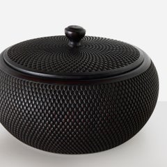 Chinese Carved Zitan Wood Lidded Container