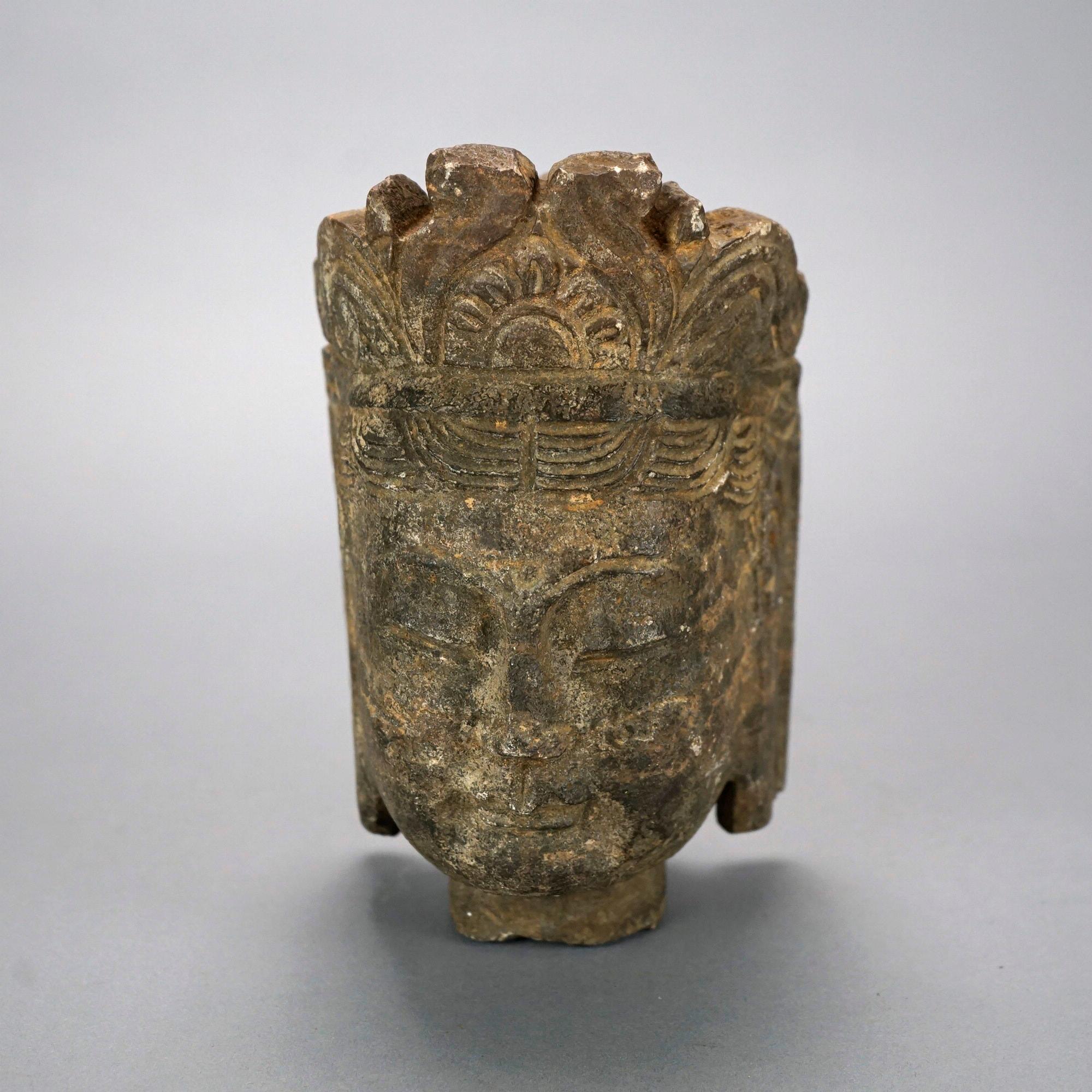 Chinese Cast Hardstone Buddha Busts, 20th C 6