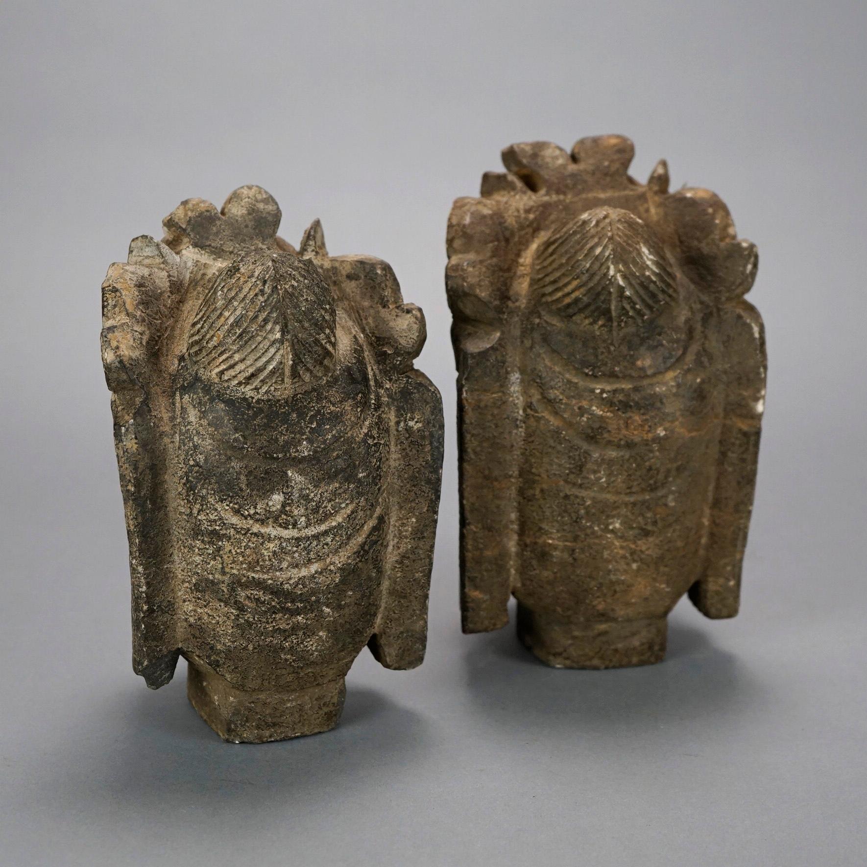 Chinese Cast Hardstone Buddha Busts, 20th C 1