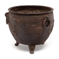 Chinese Cast Iron Relief Planter with Mythical Animals