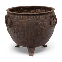 Chinese Cast Iron Relief Planter with Mythical Animals