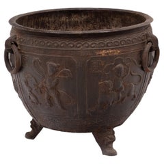 Chinese Cast Iron Relief Planter with Mythical Animals