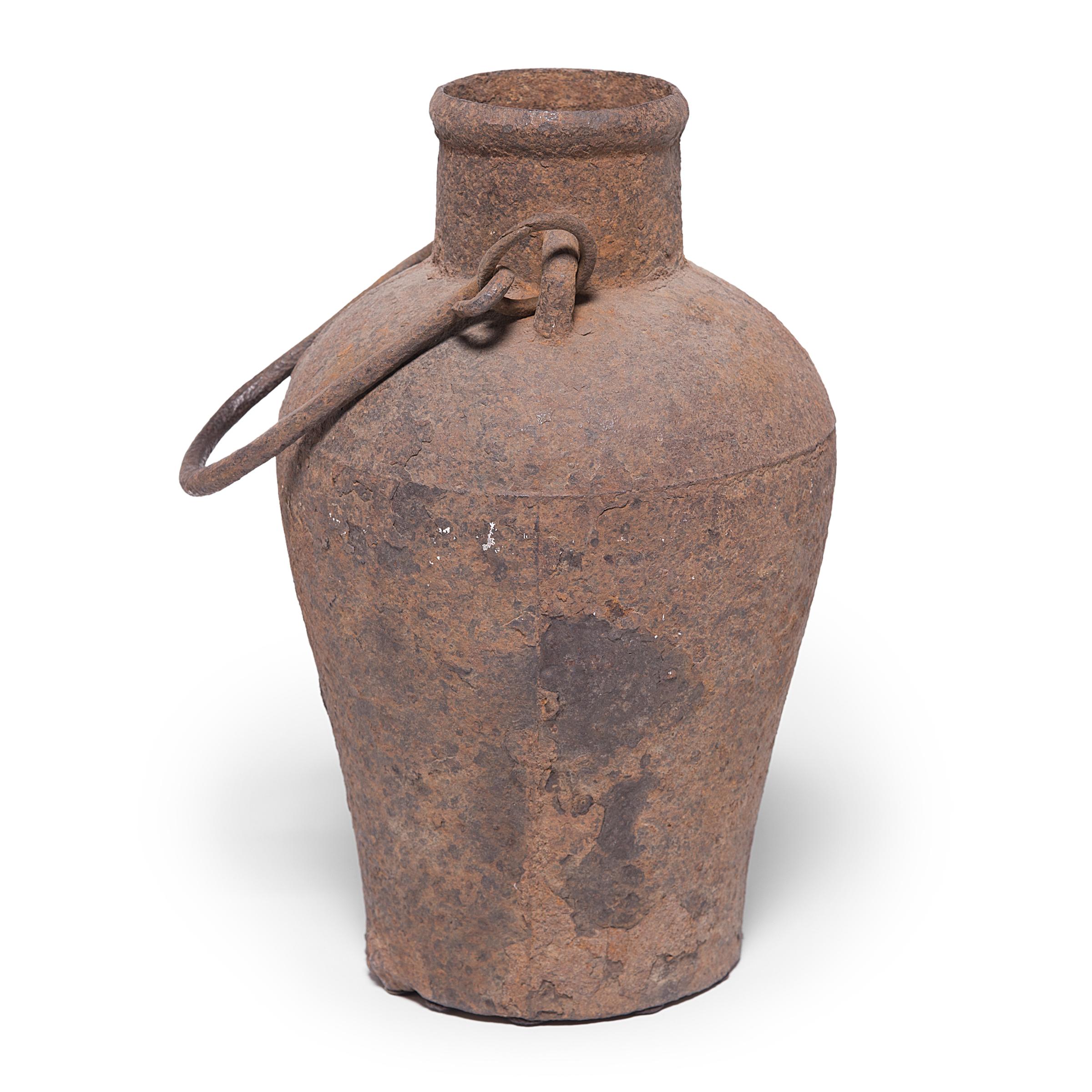 Rustic Chinese Cast Iron Vessel, c. 1850 For Sale