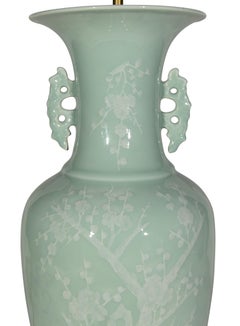19th Century Chinese Celadon Porcelain Table Lamp with Gilded Base