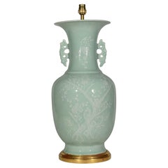 Antique Chinese Celadon 19th Century Porcelain Table Lamp