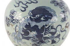 Chinese Celadon and Blue Dragon Motif Porcelain Vase