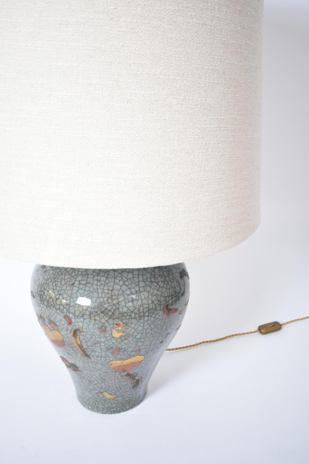 Chinese celadon and gold lamp, XIXth c. In Excellent Condition For Sale In Lisboa, PT