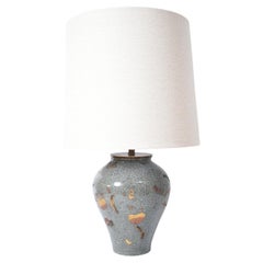 Antique Chinese celadon and gold lamp, XIXth c.