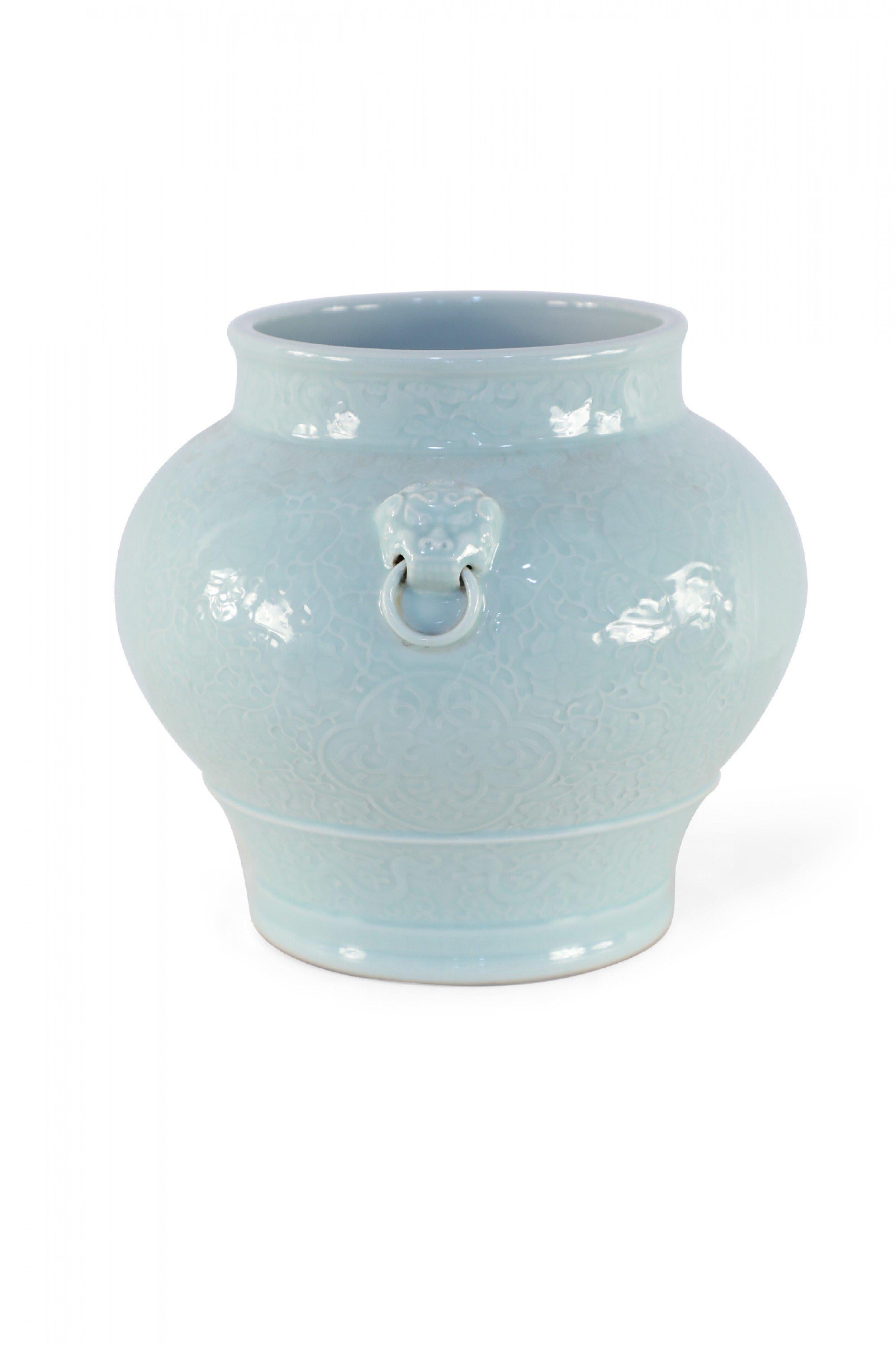 Chinese Export Chinese Celadon and Tonal Pattern Porcelain Pot For Sale