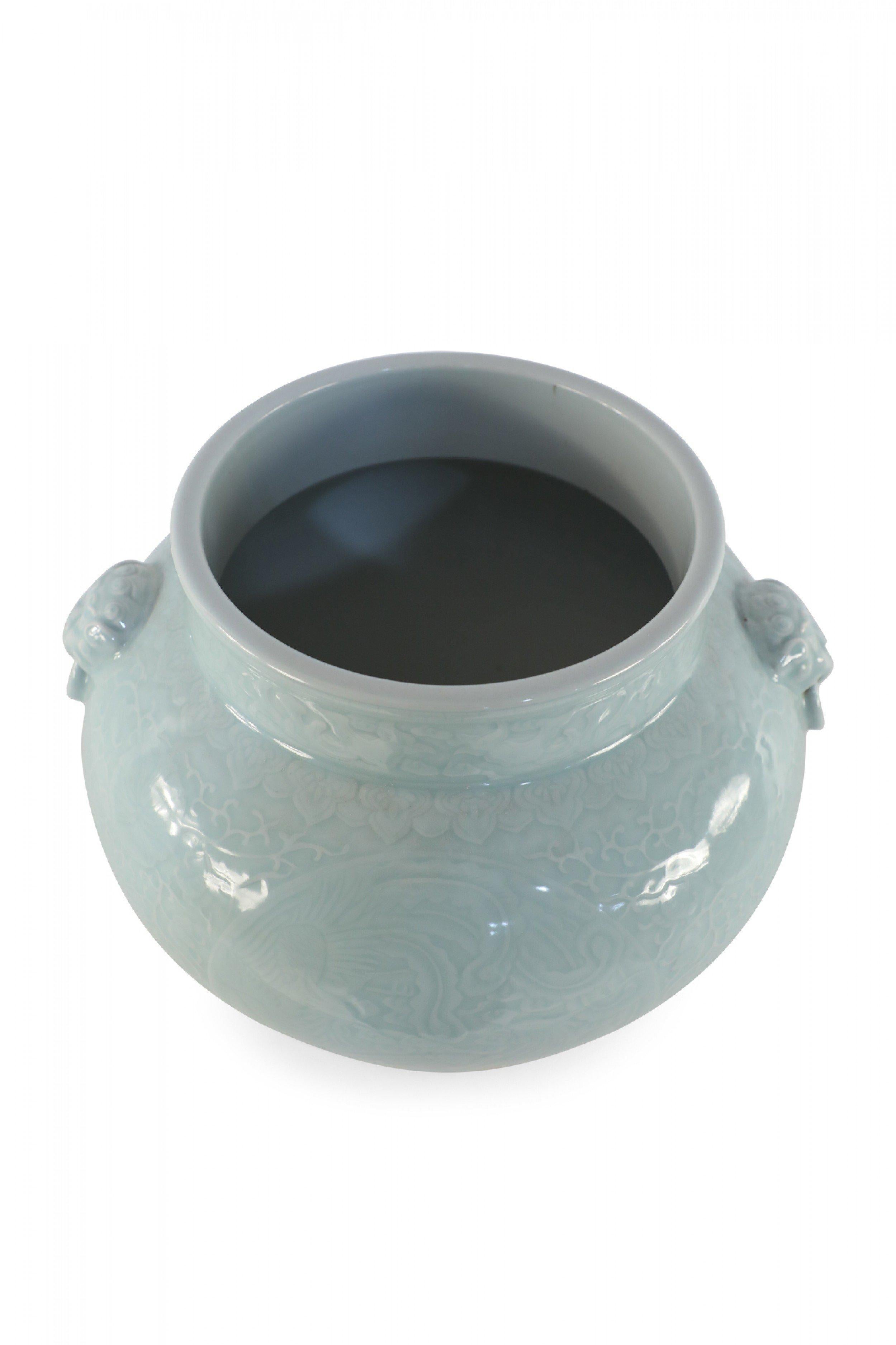 Chinese Celadon and Tonal Pattern Porcelain Pot For Sale 2