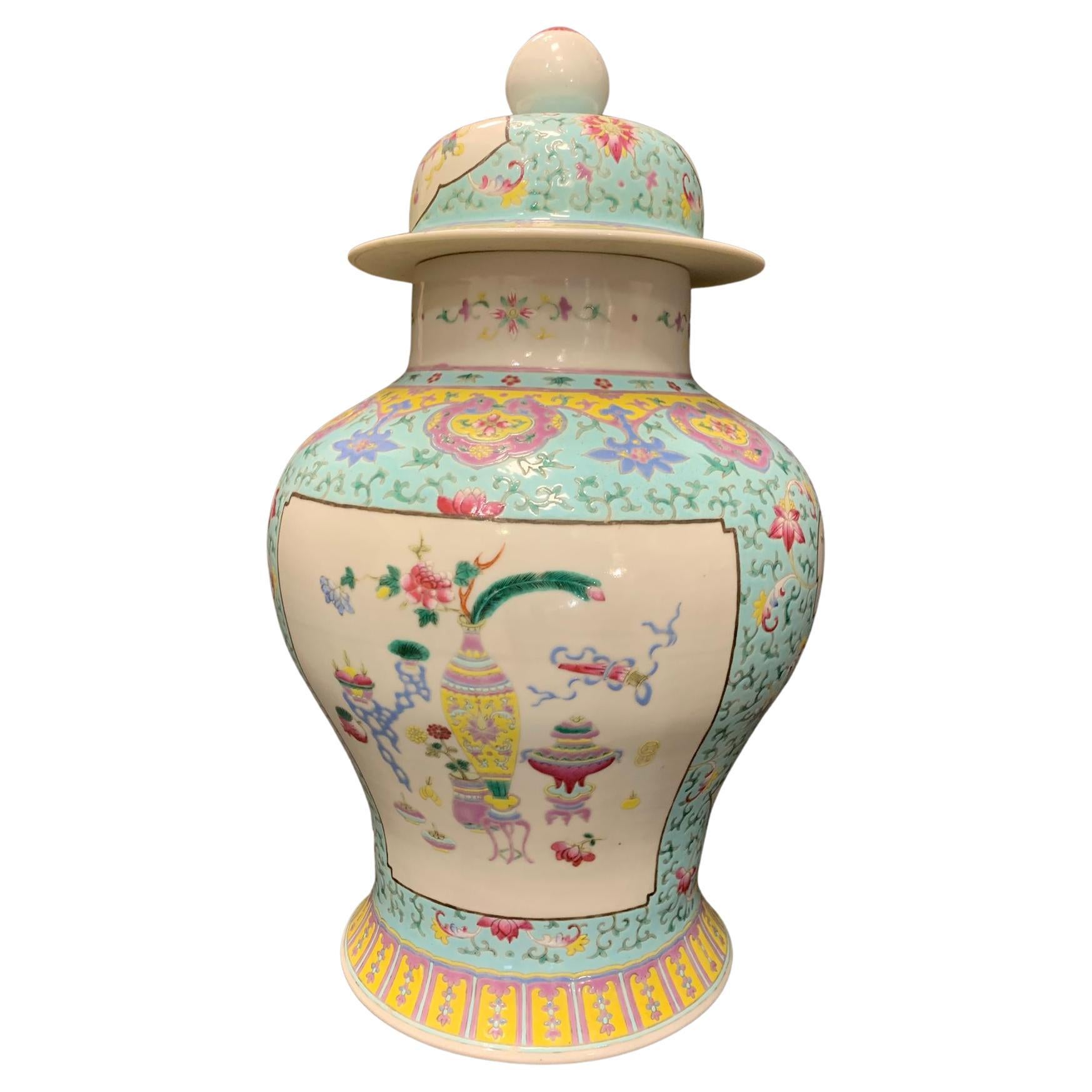 Chinese Celadon and yellow color Porcelain Vase hand-painted