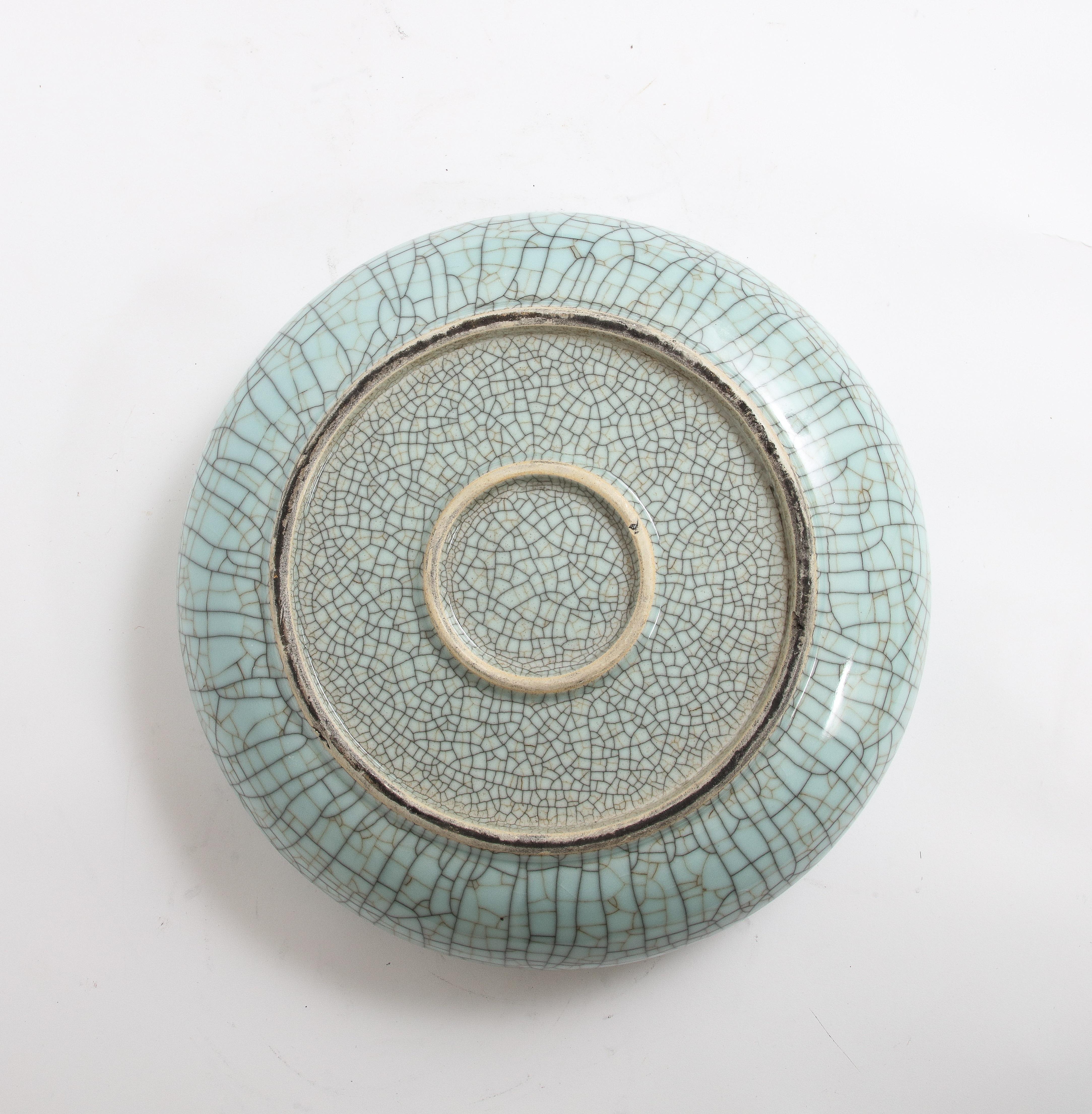 Chinese Celadon Crackle Porcelain Bowl / Centerpiece For Sale 2