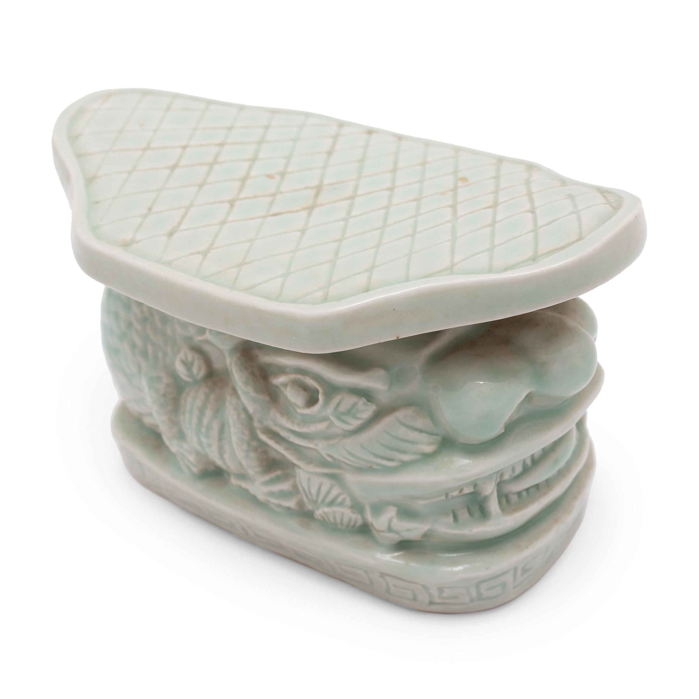 Chinese Export Chinese Celadon Dragon Headrest