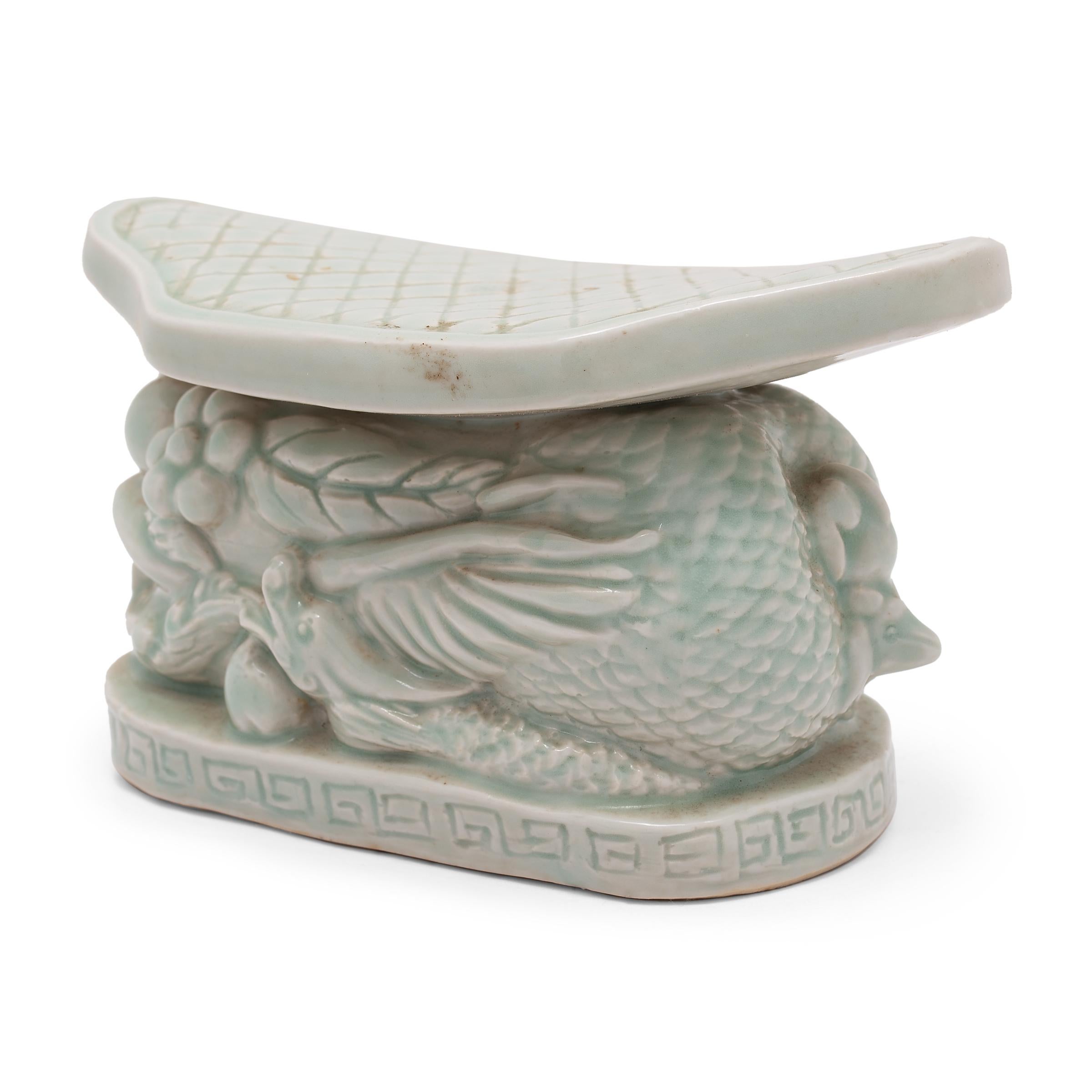 Glazed Chinese Celadon Dragon Headrest
