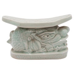 Antique Chinese Celadon Dragon Headrest