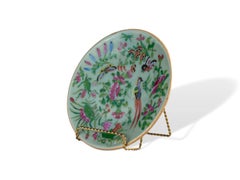 Chinese Celadon Famille Rose Plate, Canton, circa 1820