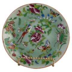 Chinese Celadon Famille Rose Plate, Canton, circa 1820