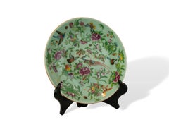 Chinese Celadon Famille Rose Plate, Canton, ca. 1850