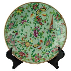 Chinese Celadon Famille Rose Plate, Canton, circa 1820