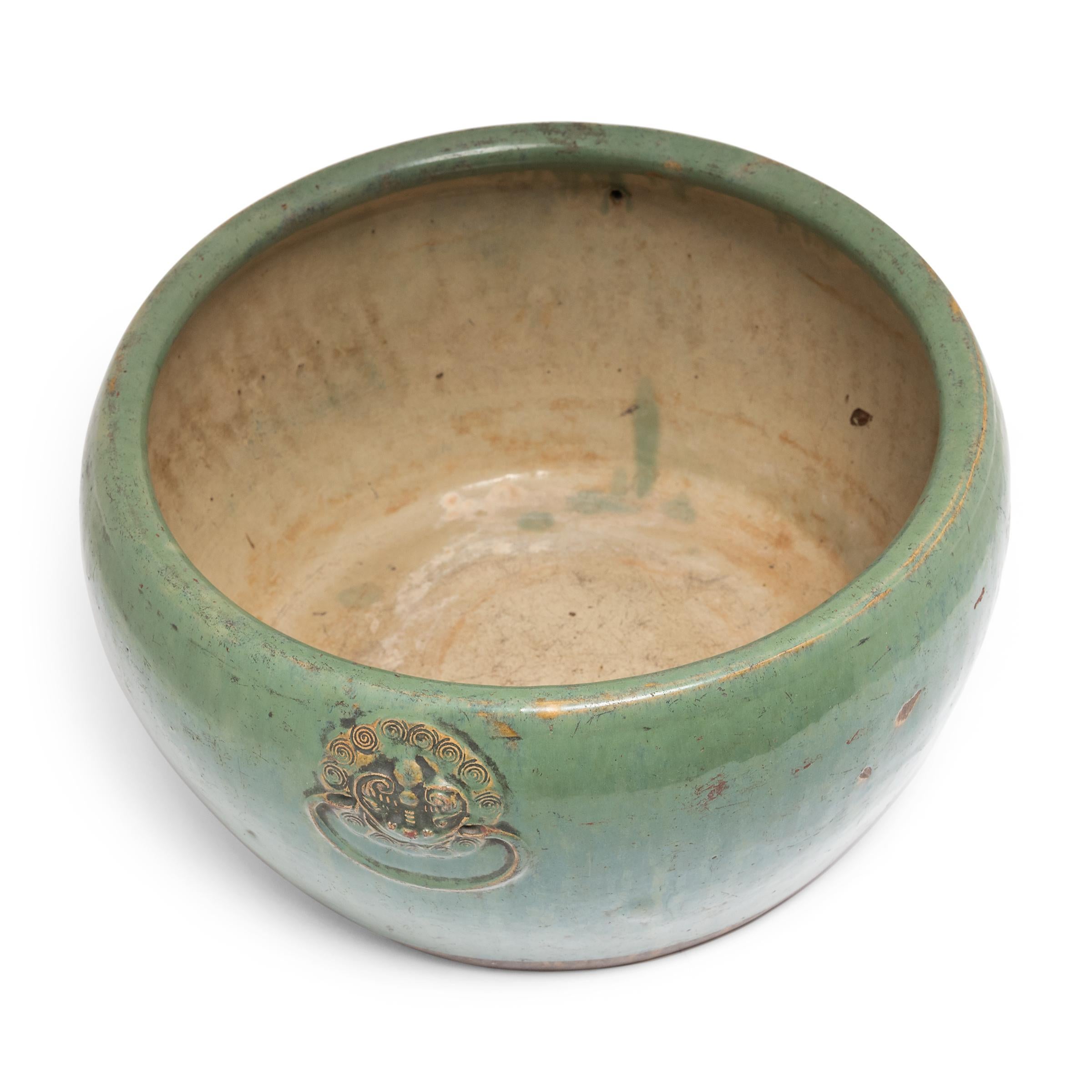 Ceramic Chinese Celadon Green Glazed Fishbowl, c. 1850