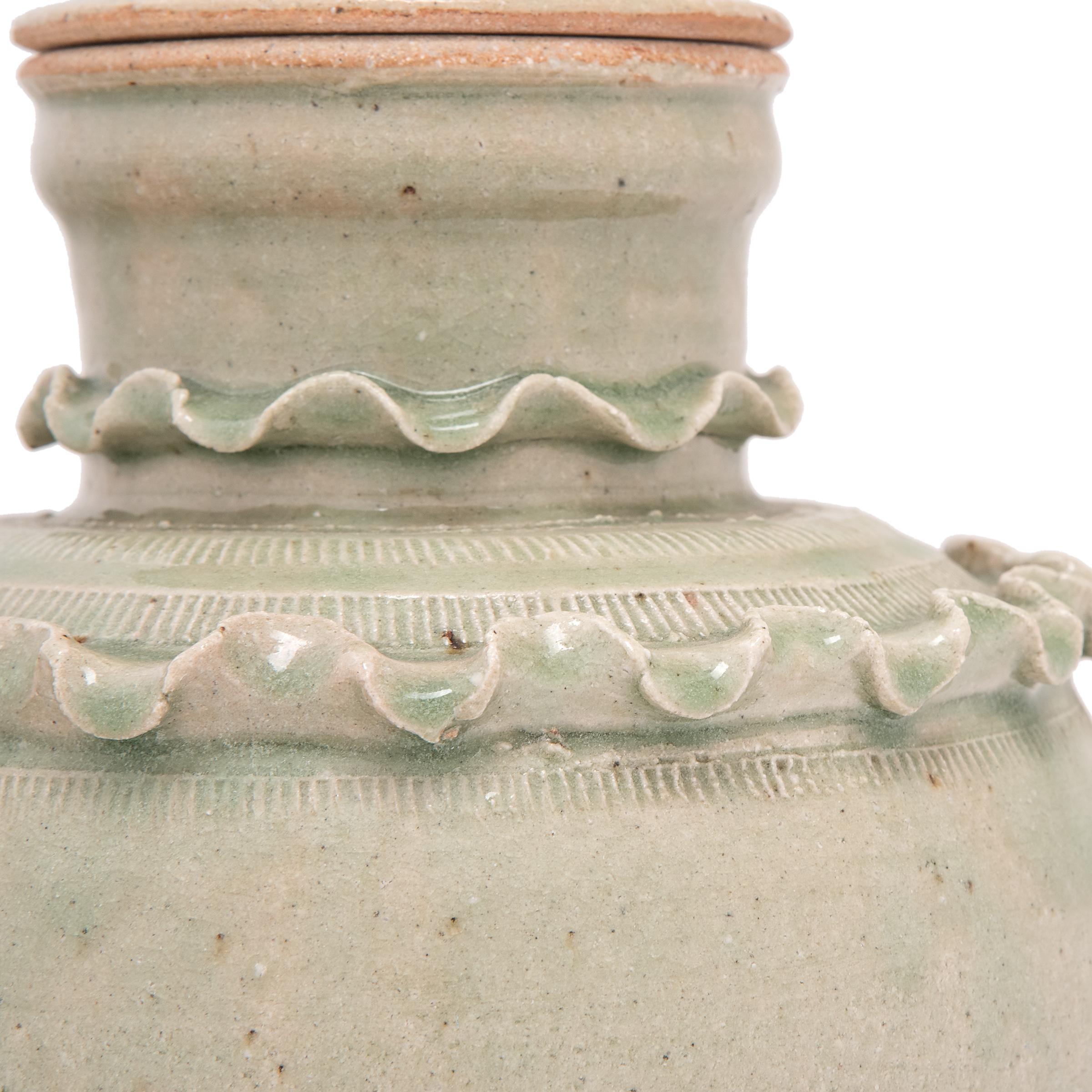 Chinese Celadon Green Temple Jar 1