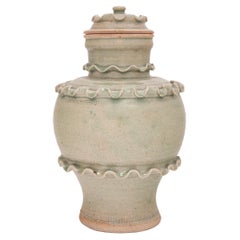 Chinese Celadon Green Temple Jar