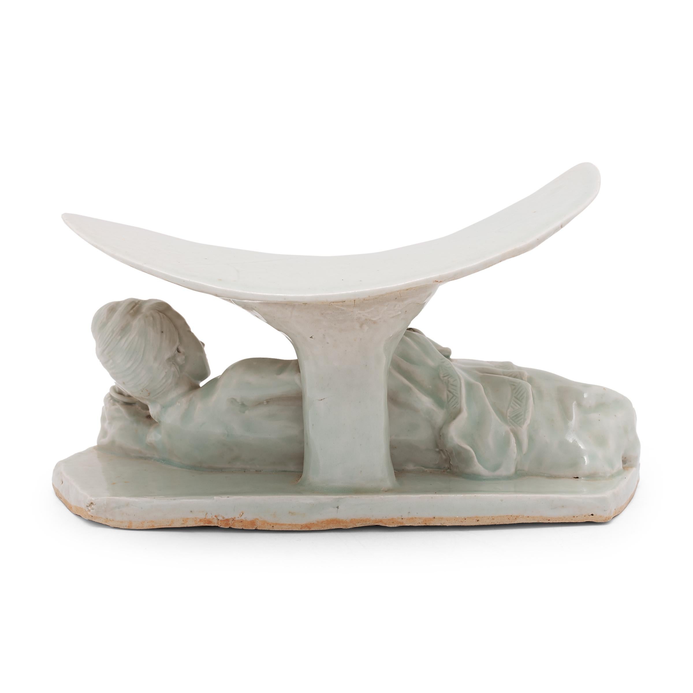 Qing Chinese Celadon Guanyin Headrest, c. 1850