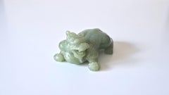 Chinese Celadon Jade Bixie Figure, Qing Dynasty or Early Republic Period