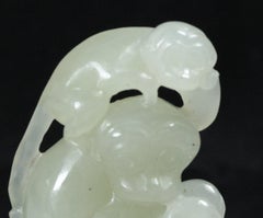 Chinese celadon jade carving of a monkey