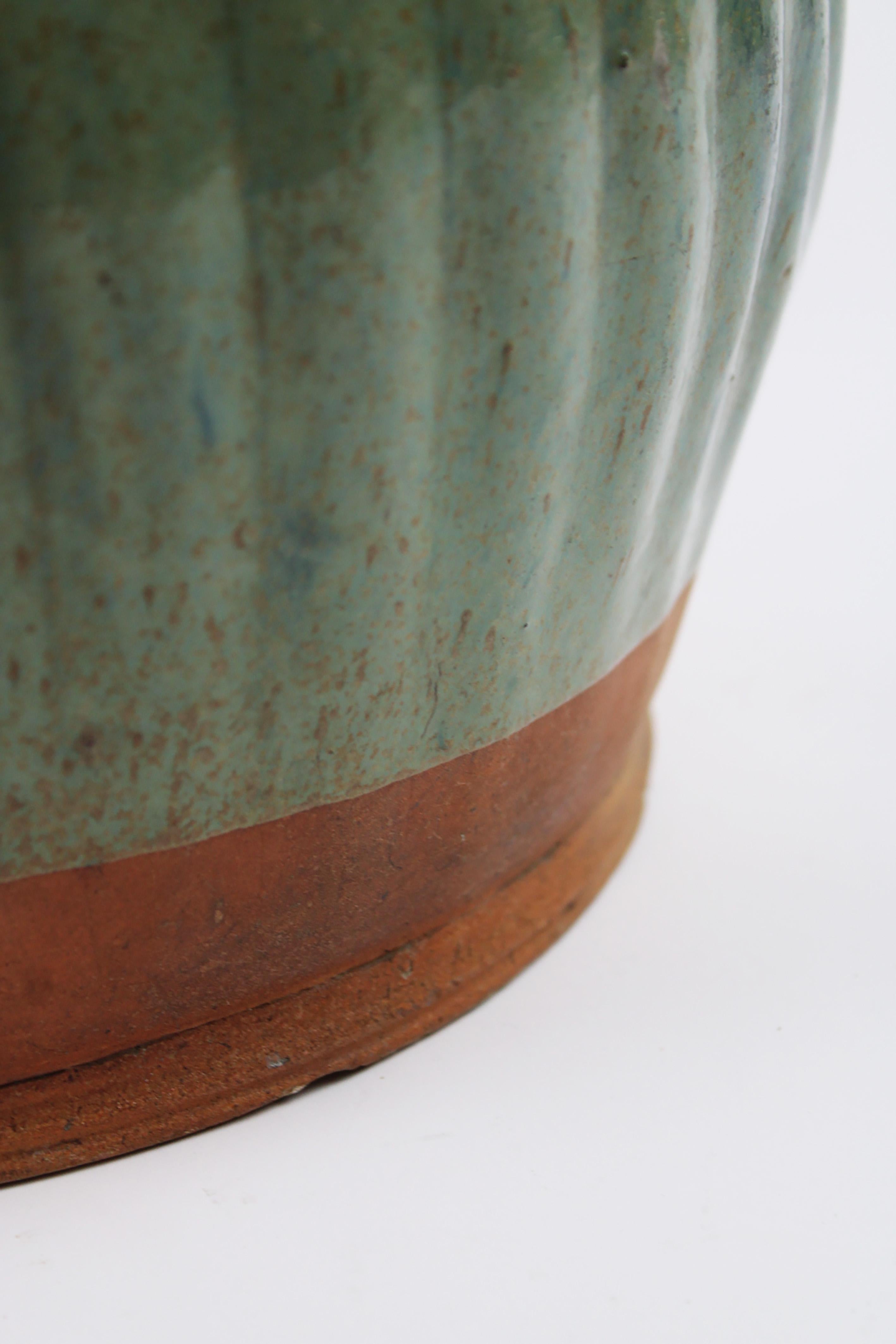 19th Century 19th century Green Celadon Ginger Jar fluted glazed stoneware Longquan China For Sale