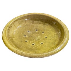 Chinese Celadon Large Heavy Yellow Glazed Footed Bowl, Qing Dynasty