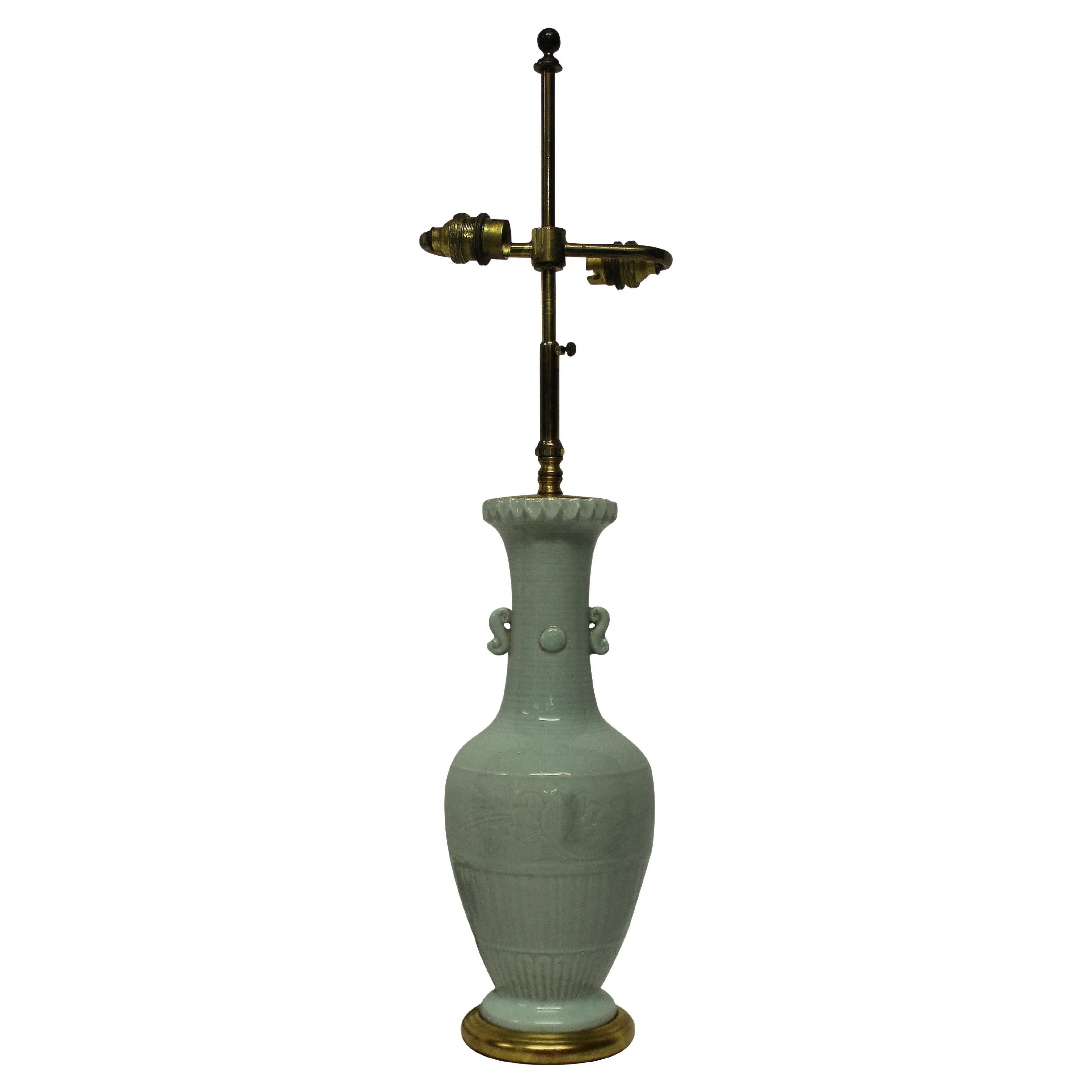 Chinese Celadon Porcelain Lamp For Sale